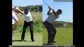 Jon Rahm golf swing  Long Iron faceon amp downtheline July 2017 [upl. by Eetak]