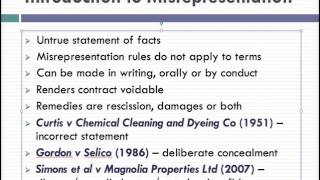 Misrepresentation Lecture 1 of 4 [upl. by Shanta]